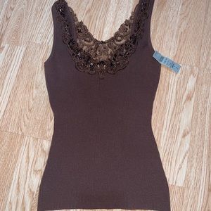 Cache Tank Top with beaded back, size S